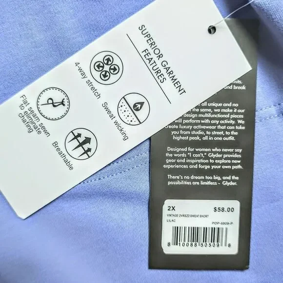 NEW Glyder Oversized Cotton Blend Shorts Lilac 2X - Picture 10 of 13